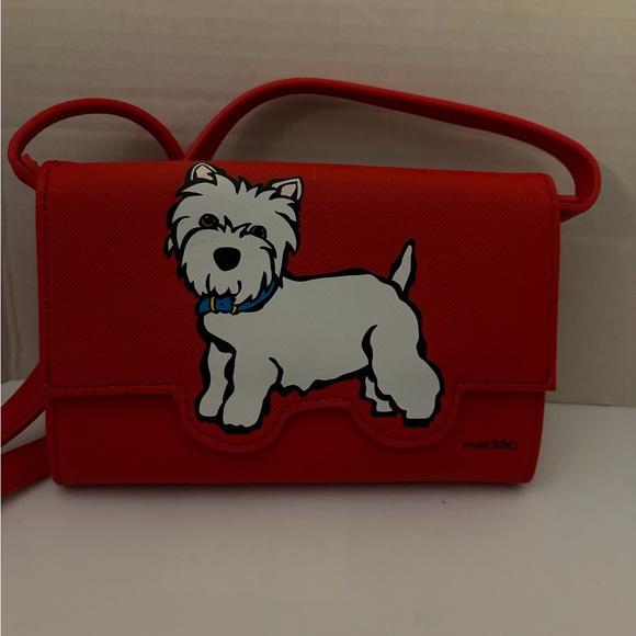 Mark Tetro red westie crossbody purse with matching small wallet - Picture 2 of 11